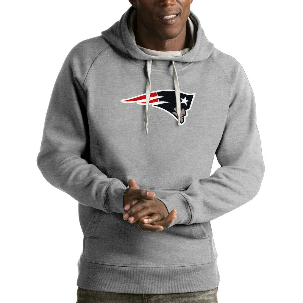 New England Patriots Antigua Victory Pullover Hoodie Heather Gray - NFL