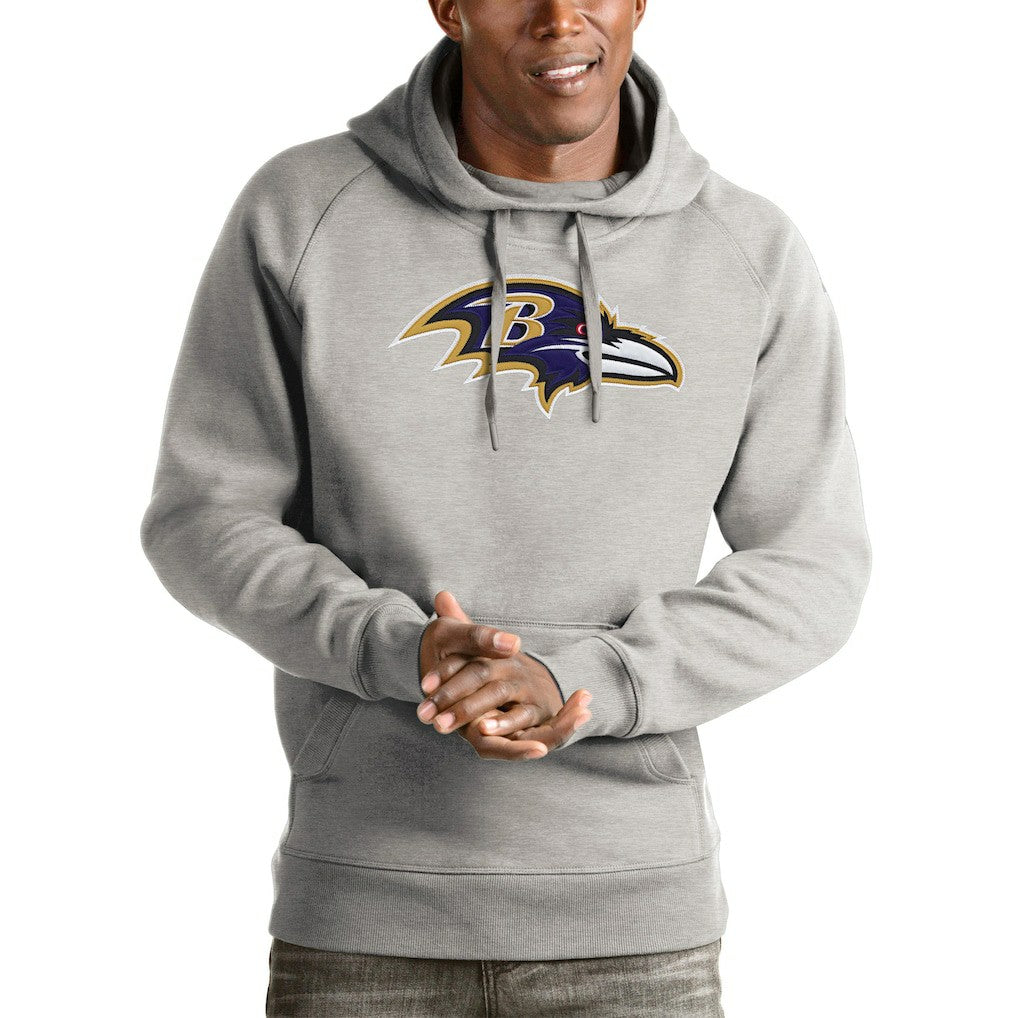 Baltimore Ravens Antigua Victory Pullover Hoodie Heather Gray - NFL