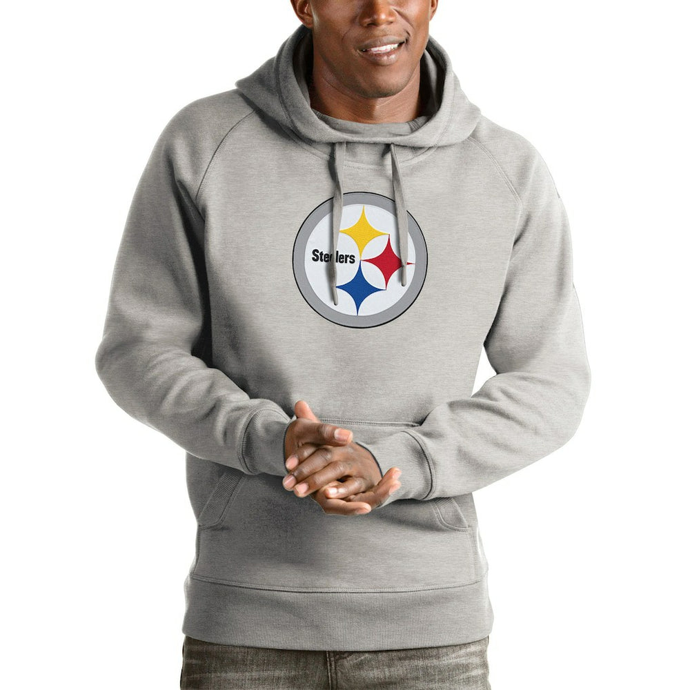 Pittsburgh Steelers Antigua Victory Pullover Hoodie Heather Gray - NFL
