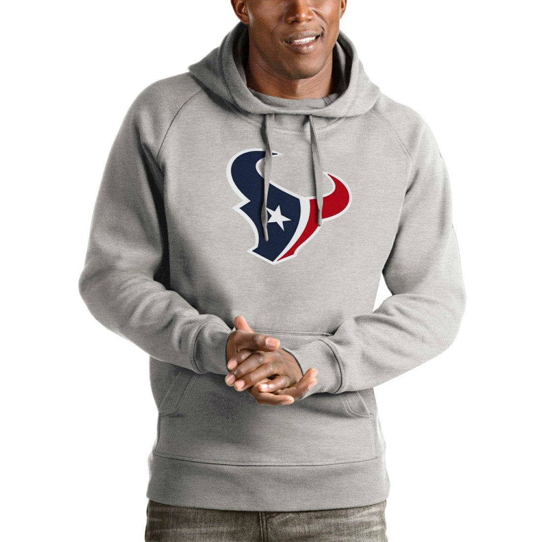 Houston Texans Antigua Victory Pullover Hoodie Heather Gray - NFL