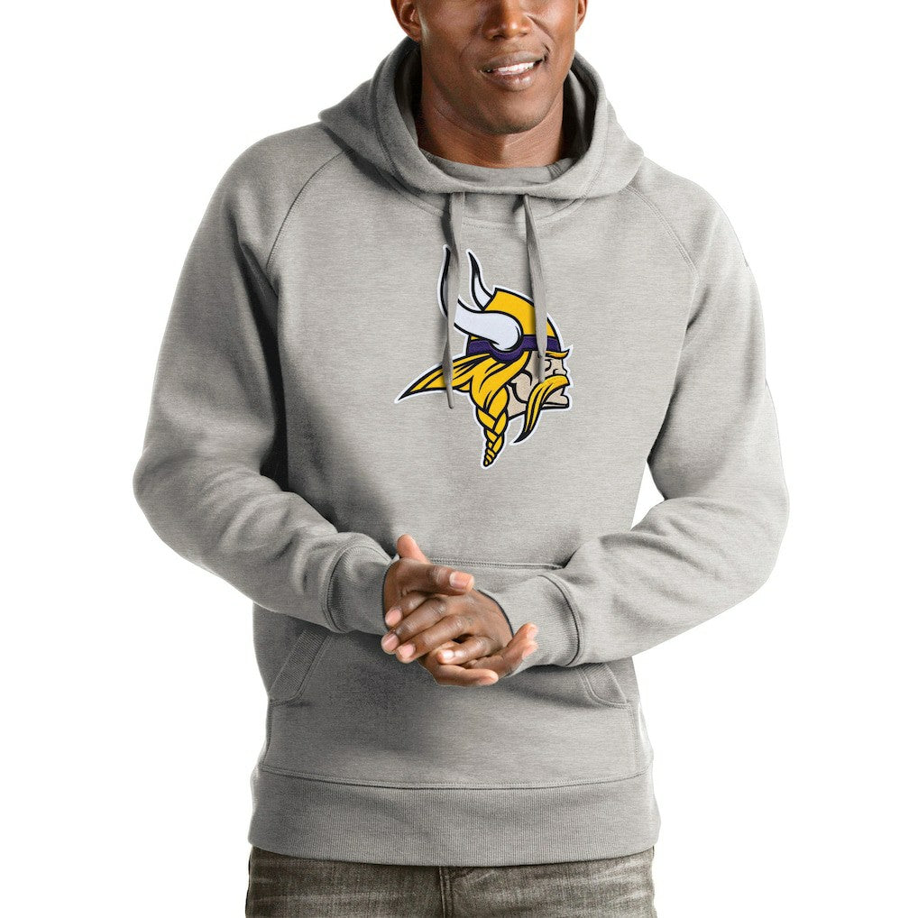 Minnesota Vikings Antigua Victory Pullover Hoodie Heather Gray - NFL