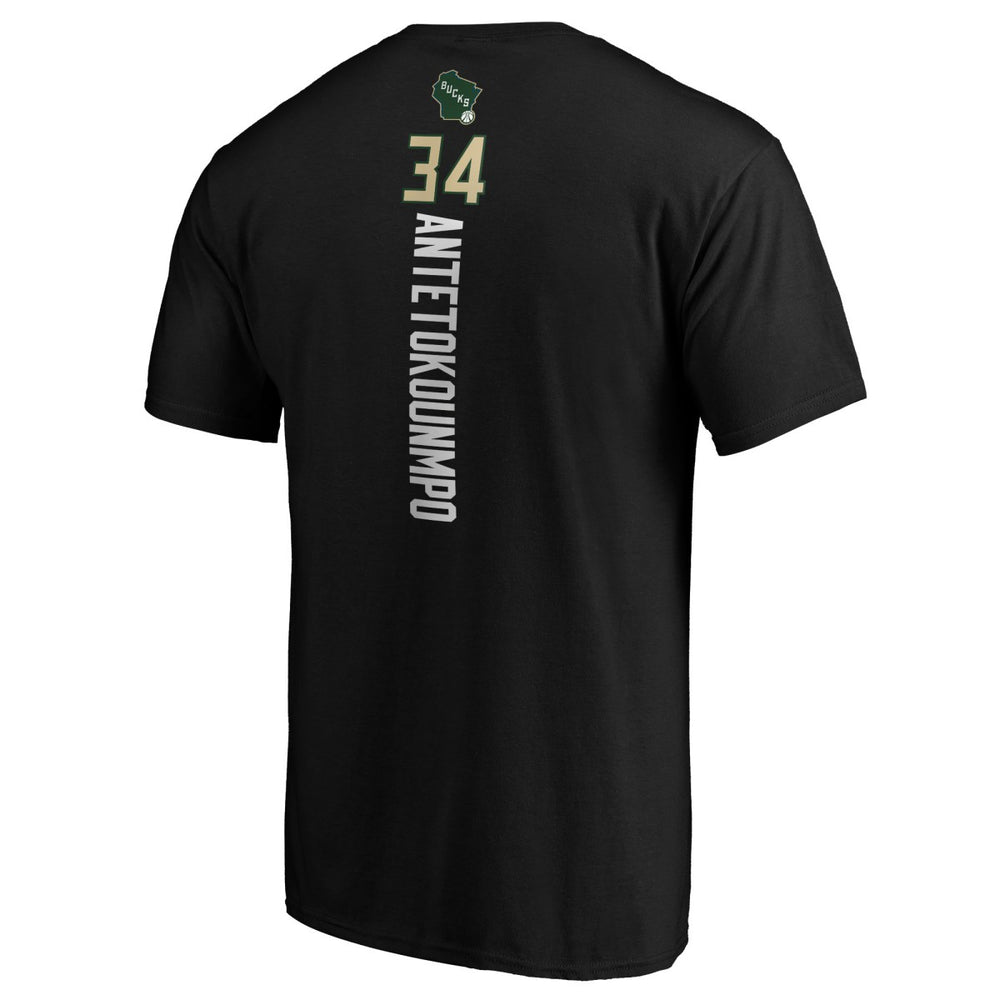 NBA - Giannis Antetokounmpo Milwaukee Bucks Team Playmaker Name & Number T-Shirt - Black