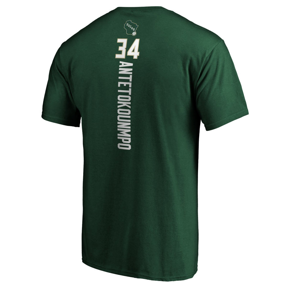 NBA - Giannis Antetokounmpo Milwaukee Bucks Team Playmaker Name & Number T-Shirt - Hunter Green