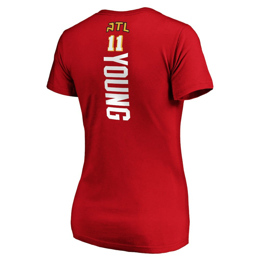 NBA - Trae Young Atlanta Hawks Women's Playmaker Name & Number V-Neck T-Shirt - Red