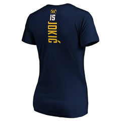 NBA - Nikola Jokic Denver Nuggets Women's Playmaker Name & Number V-Neck T-Shirt - Navy