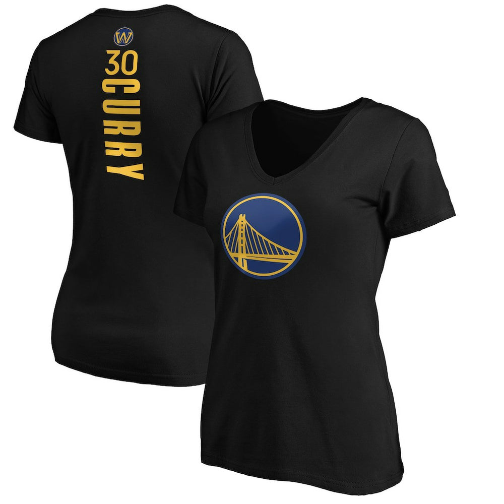 NBA - Stephen Curry Golden State Warriors Women's Playmaker Name & Number V-Neck T-Shirt - Black