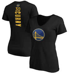 NBA - Stephen Curry Golden State Warriors Women's Playmaker Name & Number V-Neck T-Shirt - Black