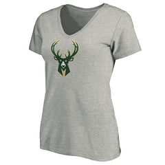 NBA - Giannis Antetokounmpo Milwaukee Bucks Women's Playmaker Name & Number V-Neck T-Shirt - Heathered Gray