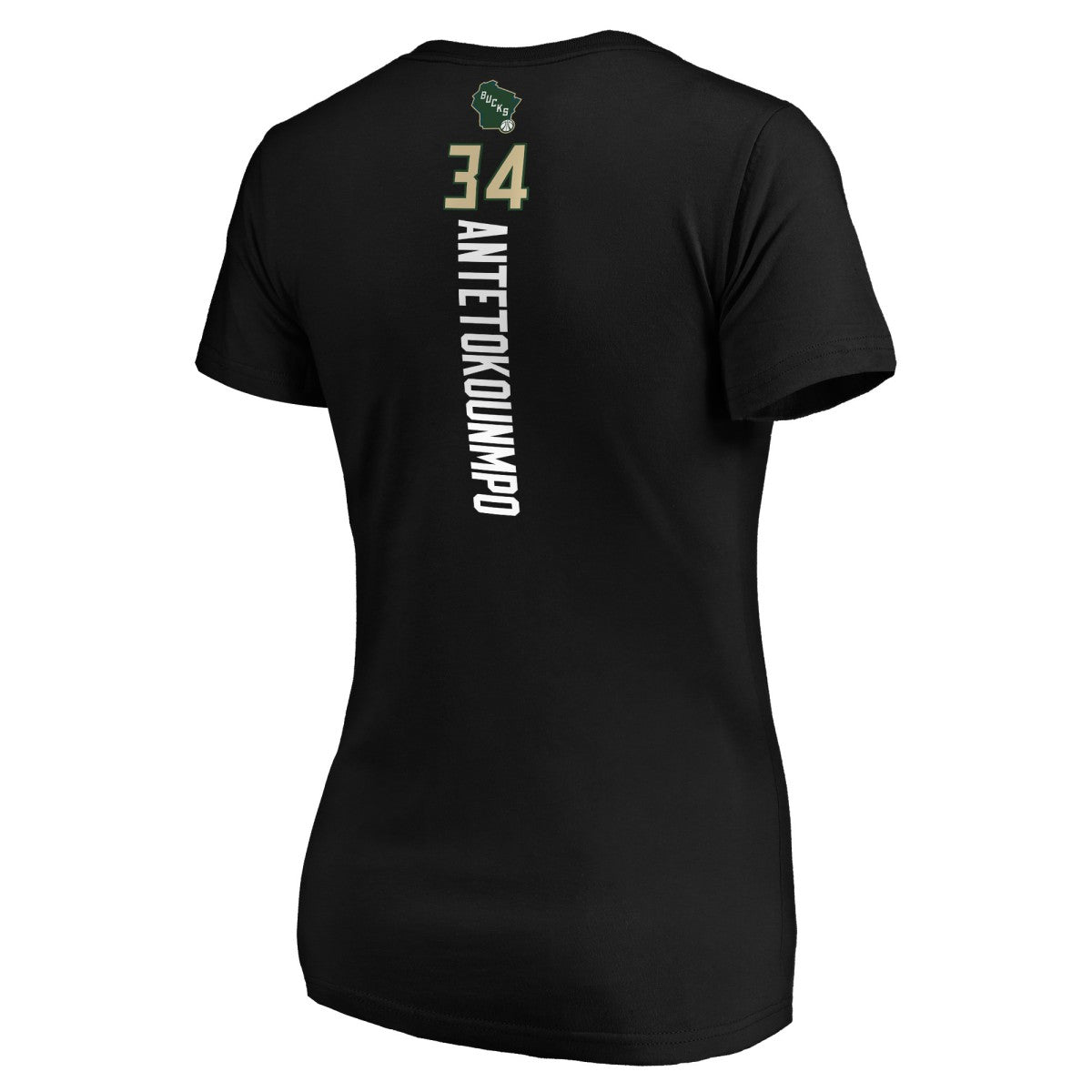 NBA - Giannis Antetokounmpo Milwaukee Bucks Women's Playmaker Name & Number V-Neck T-Shirt - Black