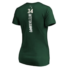 NBA - Giannis Antetokounmpo Milwaukee Bucks Women's Playmaker Name & Number V-Neck T-Shirt - Green