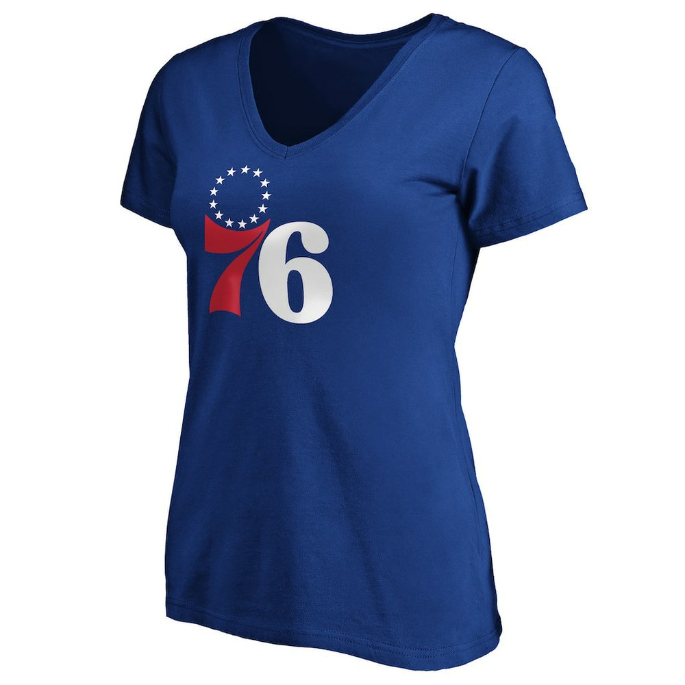 NBA - Joel Embiid Philadelphia 76ers Women's Playmaker Name & Number V-Neck T-Shirt - Royal