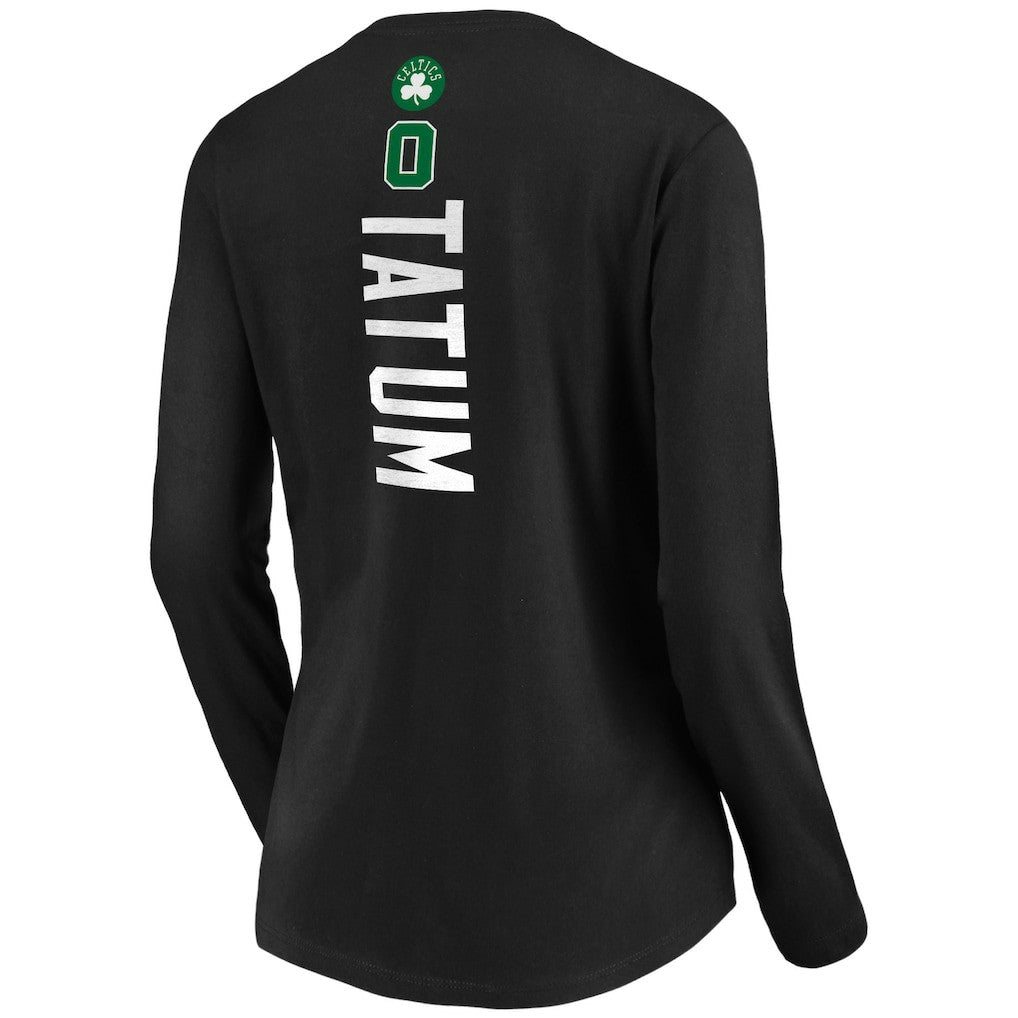 NBA - Jayson Tatum Boston Celtics Women's Playmaker Name & Number Long Sleeve V-Neck T-Shirt - Black