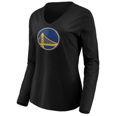 NBA - Stephen Curry Golden State Warriors Women's Playmaker Name & Number Long Sleeve V-Neck T-Shirt - Black