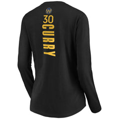 NBA - Stephen Curry Golden State Warriors Women's Playmaker Name & Number Long Sleeve V-Neck T-Shirt - Black