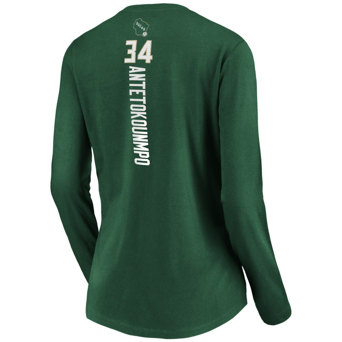 NBA - Giannis Antetokounmpo Milwaukee Bucks Women's Playmaker Name & Number Long Sleeve V-Neck T-Shirt - Green