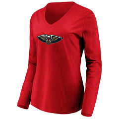 NBA - Zion Williamson New Orleans Pelicans Women's Playmaker Name & Number Long Sleeve V-Neck T-Shirt - Red