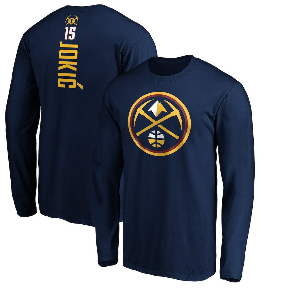 NBA - Nikola Jokic Denver Nuggets Playmaker Name & Number Long Sleeve T-Shirt - Navy