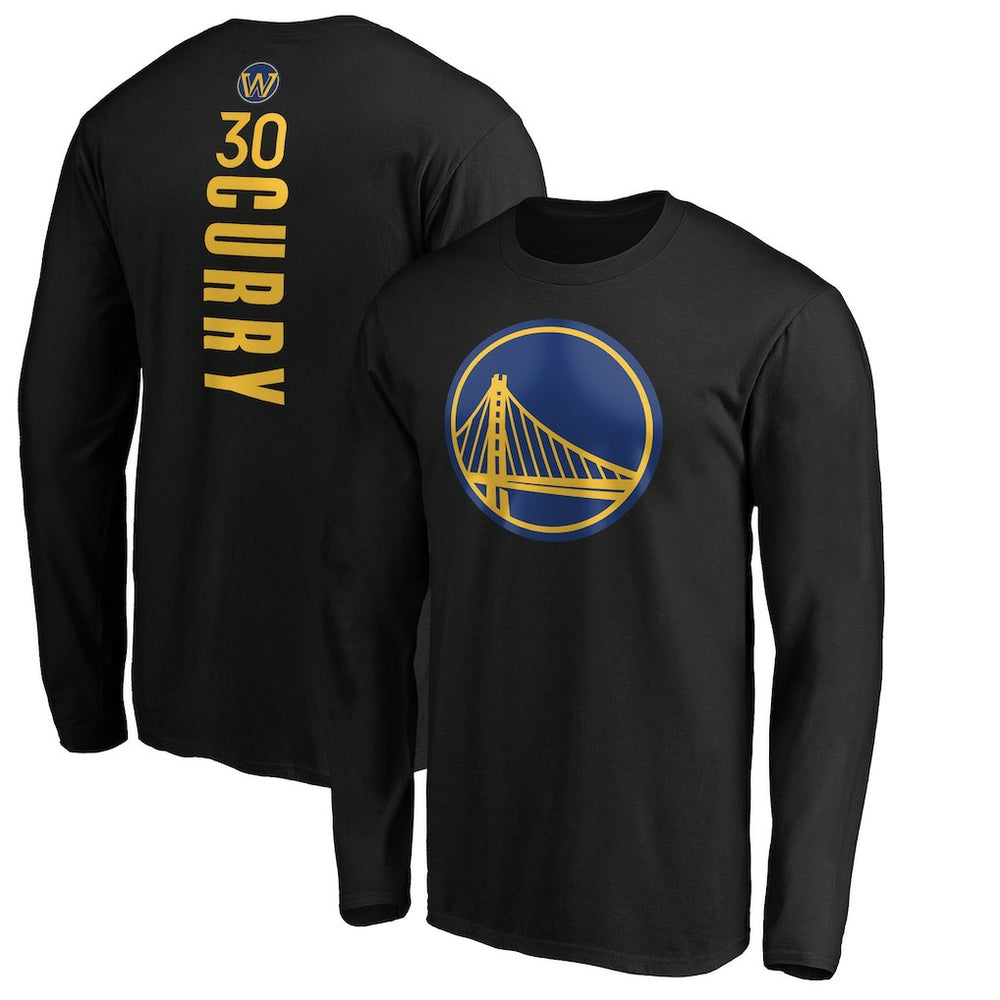 NBA - Stephen Curry Golden State Warriors Playmaker Name & Number Long Sleeve T-Shirt - Black