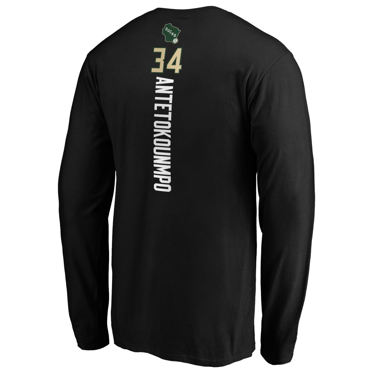 NBA - Giannis Antetokounmpo Milwaukee Bucks Playmaker Name & Number Long Sleeve T-Shirt - Black