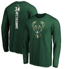 NBA - Giannis Antetokounmpo Milwaukee Bucks Playmaker Name & Number Long Sleeve T-Shirt - Hunter Green