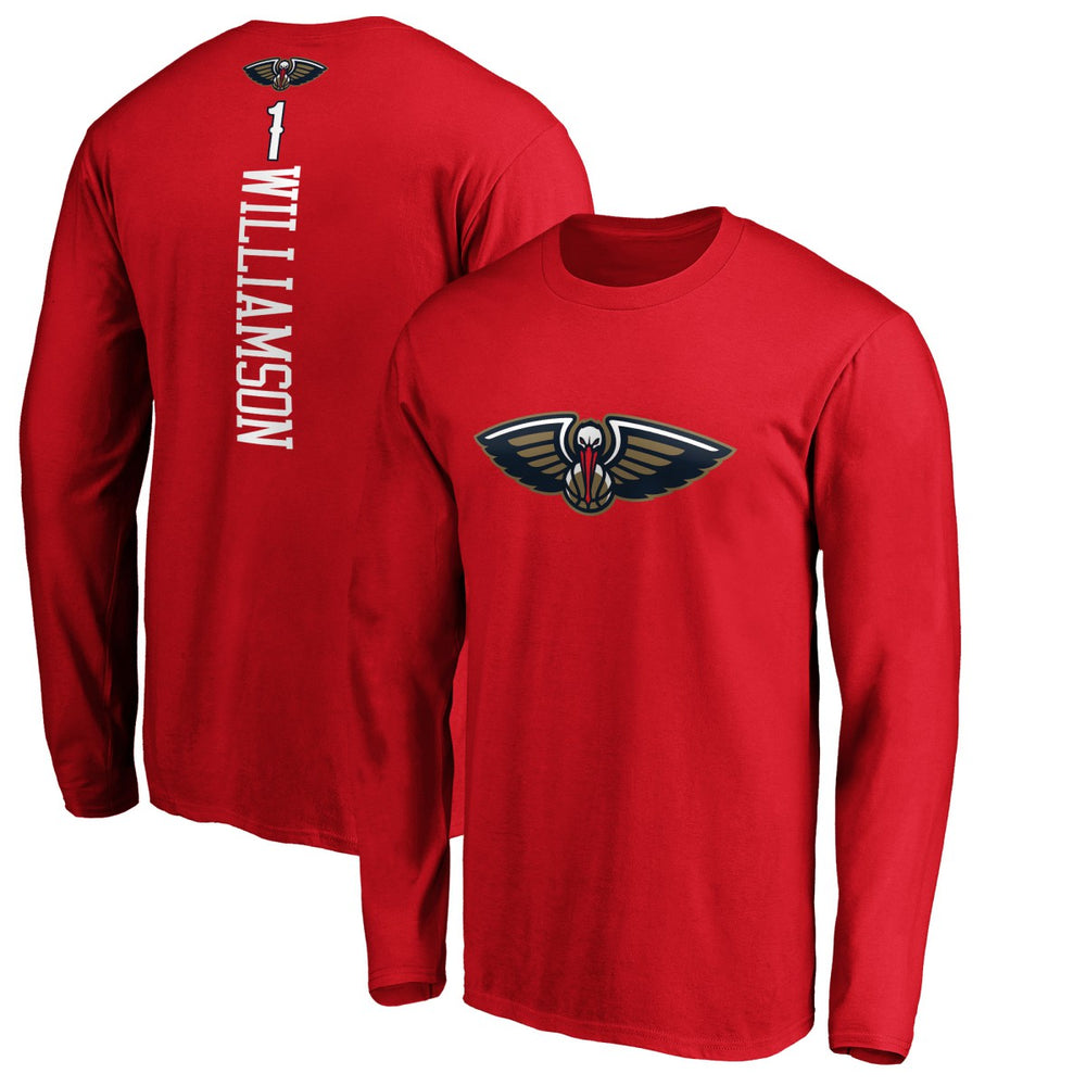 NBA - Zion Williamson New Orleans Pelicans Playmaker Name & Number Long Sleeve T-Shirt - Red