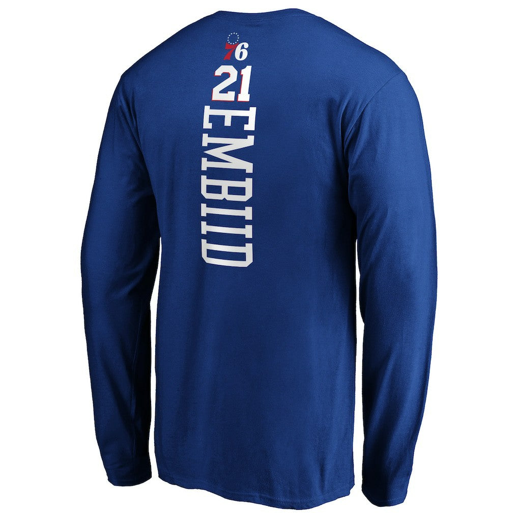 NBA - Joel Embiid Philadelphia 76ers Playmaker Name & Number Long Sleeve T-Shirt - Royal