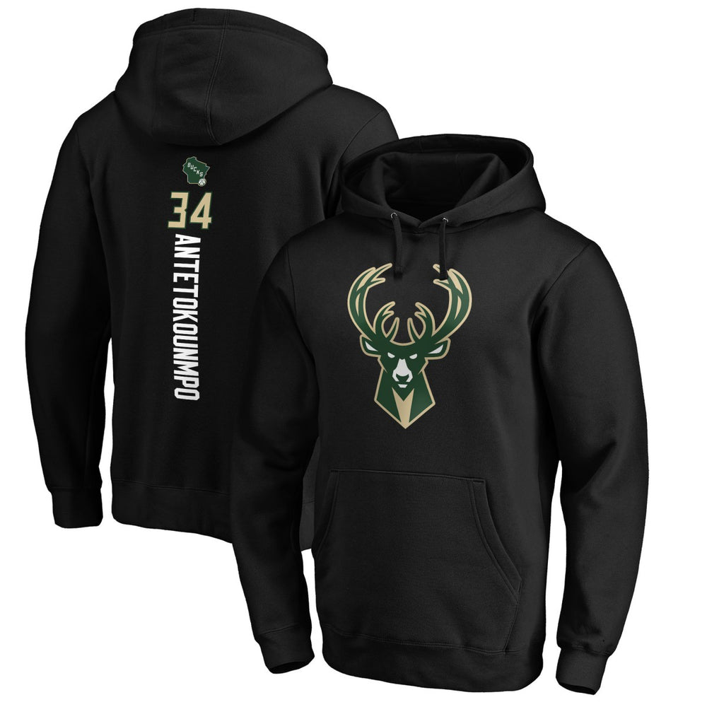 NBA - Giannis Antetokounmpo Milwaukee Bucks Playmaker Name & Number Pullover Hoodie - Black