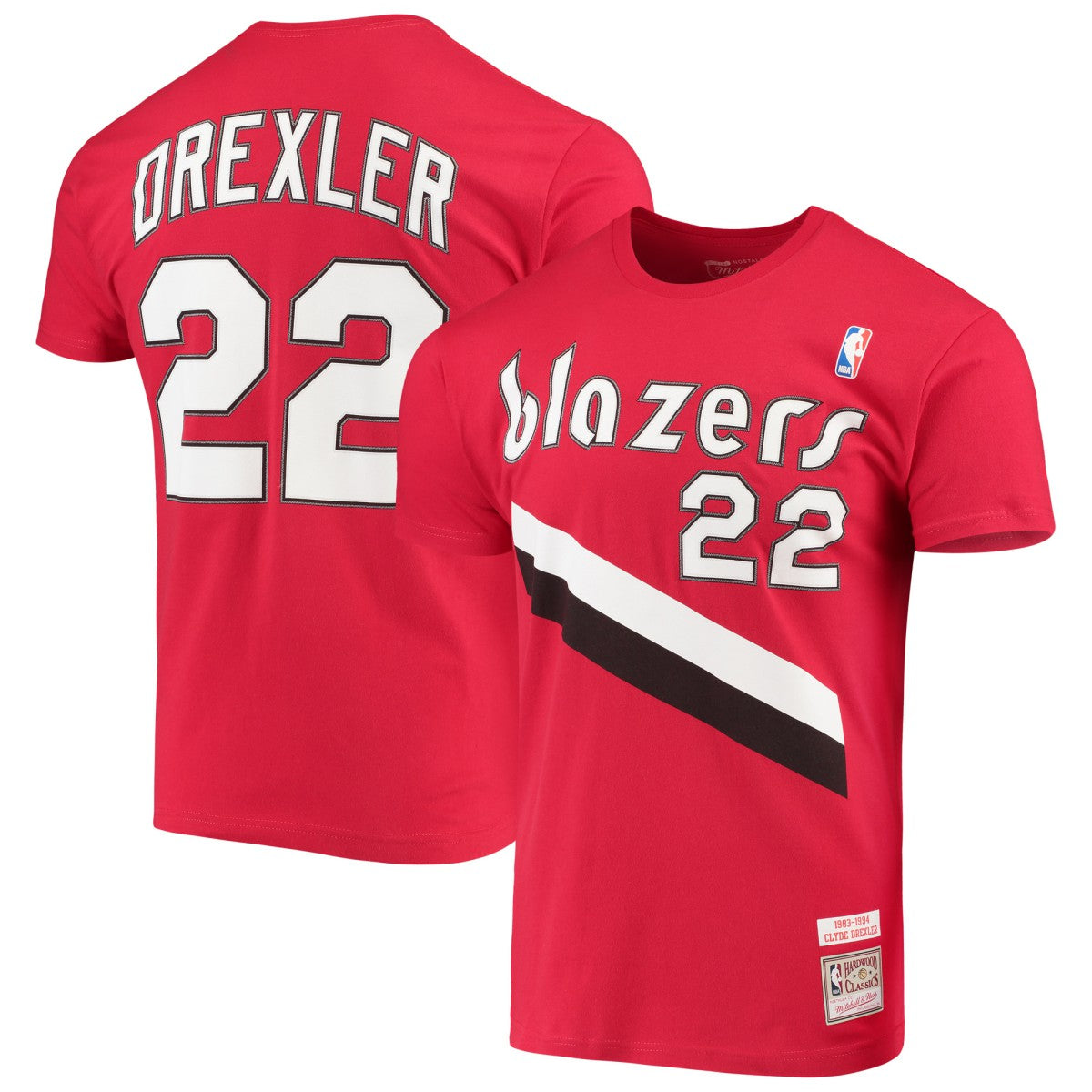 Mitchell & Ness - Clyde Drexler Portland Trail Blazers Hardwood Classics Player Name & Number T-Shirt - Red