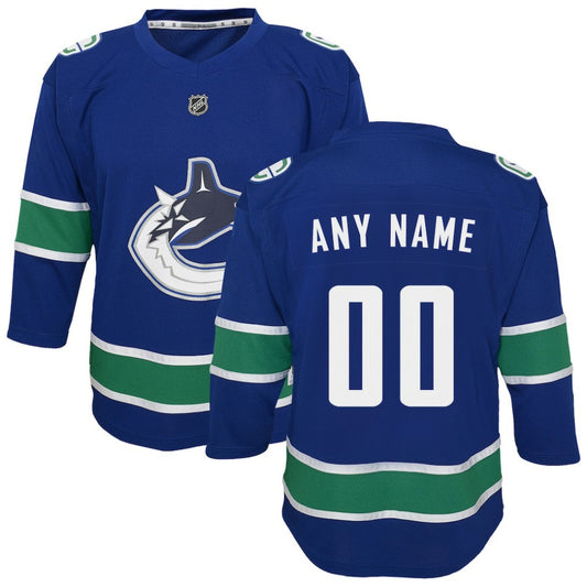 Vancouver Canucks Youth Replica Custom Jersey - Blue | NHL Jerseys
