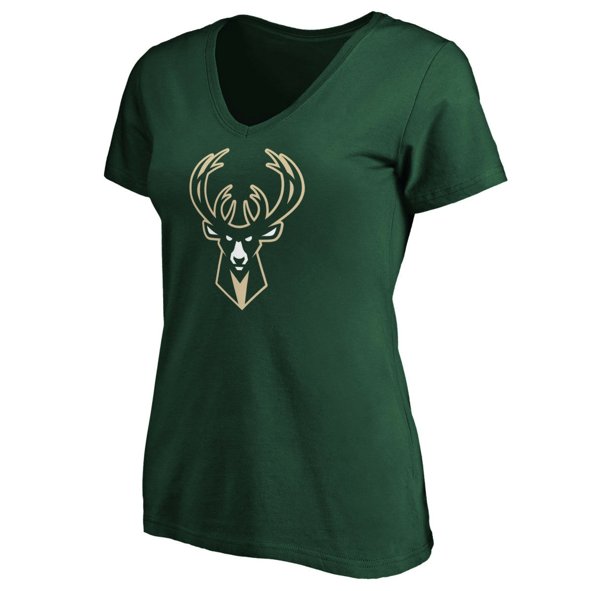 Fanatics - Milwaukee Bucks Women's Primary Logo Team V-Neck T-Shirt - Hunter Green