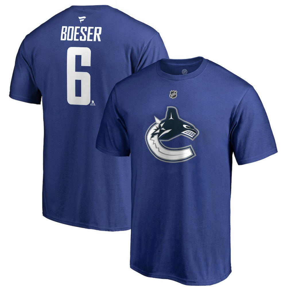 Brock Boeser Vancouver Canucks - Fanatics Authentic Stack Player Name & Number T-Shirt Blue