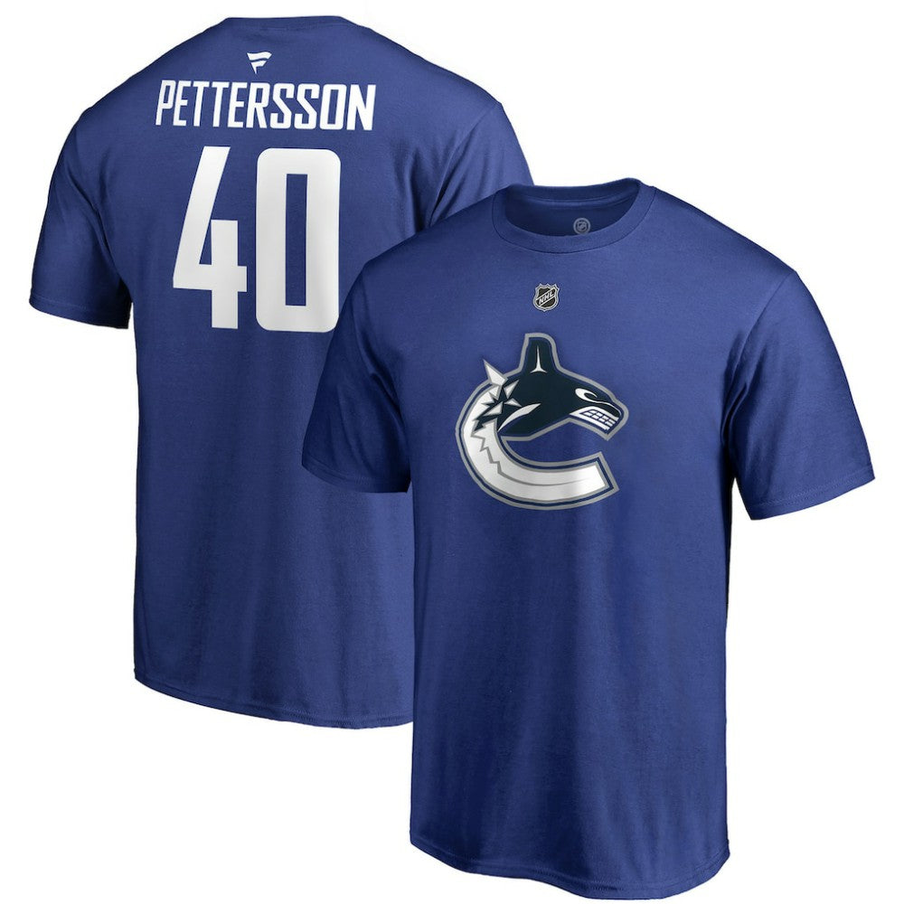 Elias Pettersson Vancouver Canucks - Fanatics Authentic Stack Player Name & Number T-Shirt Blue