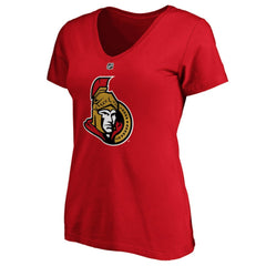 Brady Tkachuk Ottawa Senators - Fanatics Women's Authentic Stack Name & Number V-Neck T-Shirt Red
