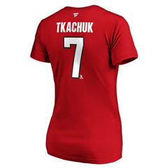 Brady Tkachuk Ottawa Senators - Fanatics Women's Authentic Stack Name & Number V-Neck T-Shirt Red
