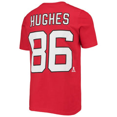 Jack Hughes New Jersey Devils - Youth Player Name & Number T-Shirt Red