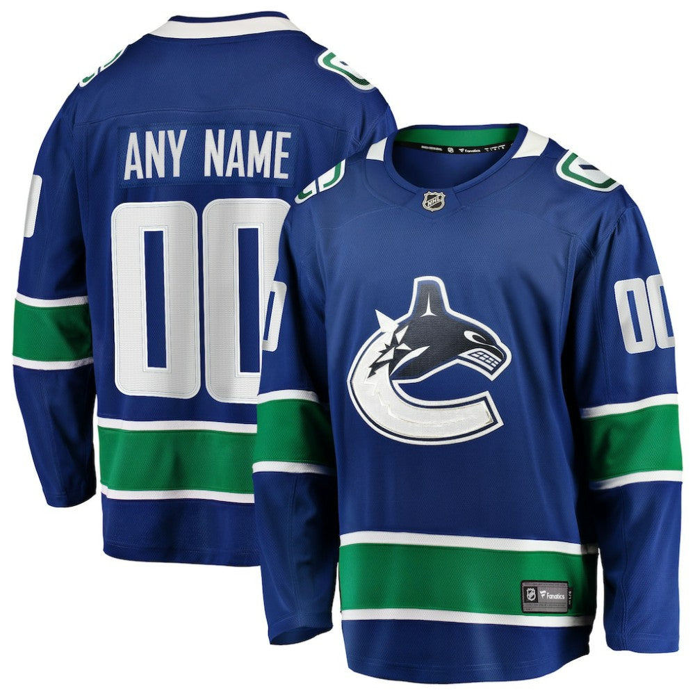 Vancouver Canucks Fanatics Home Team Breakaway Custom Jersey - Blue | NHL Jerseys