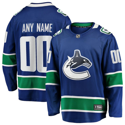 Vancouver Canucks Fanatics Home Team Breakaway Custom Jersey - Blue | NHL Jerseys