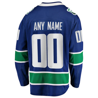 Vancouver Canucks Fanatics Home Team Breakaway Custom Jersey - Blue | NHL Jerseys