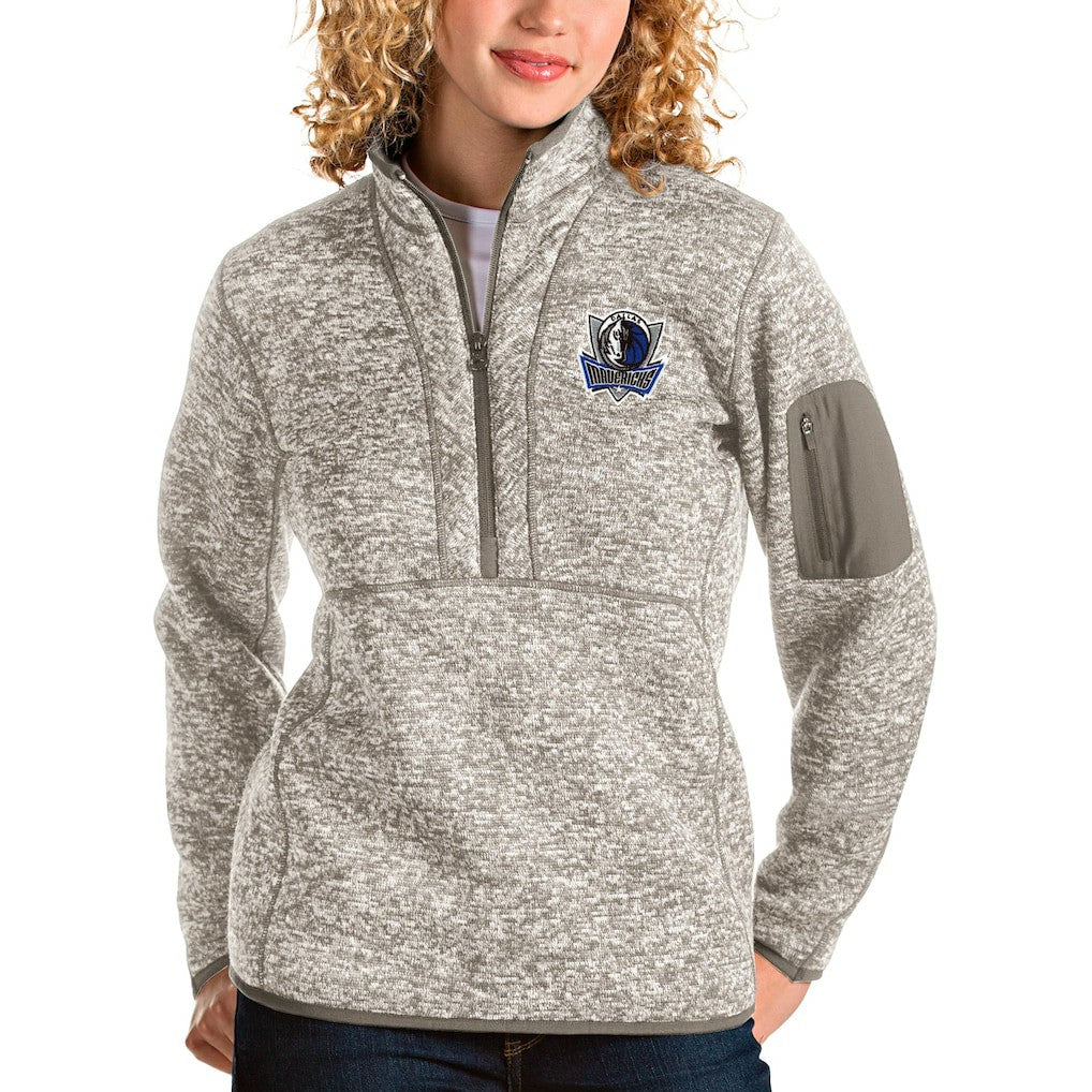 NBA - Dallas Mavericks Antigua Women's Fortune Quarter-Zip Pullover Jacket - Natural