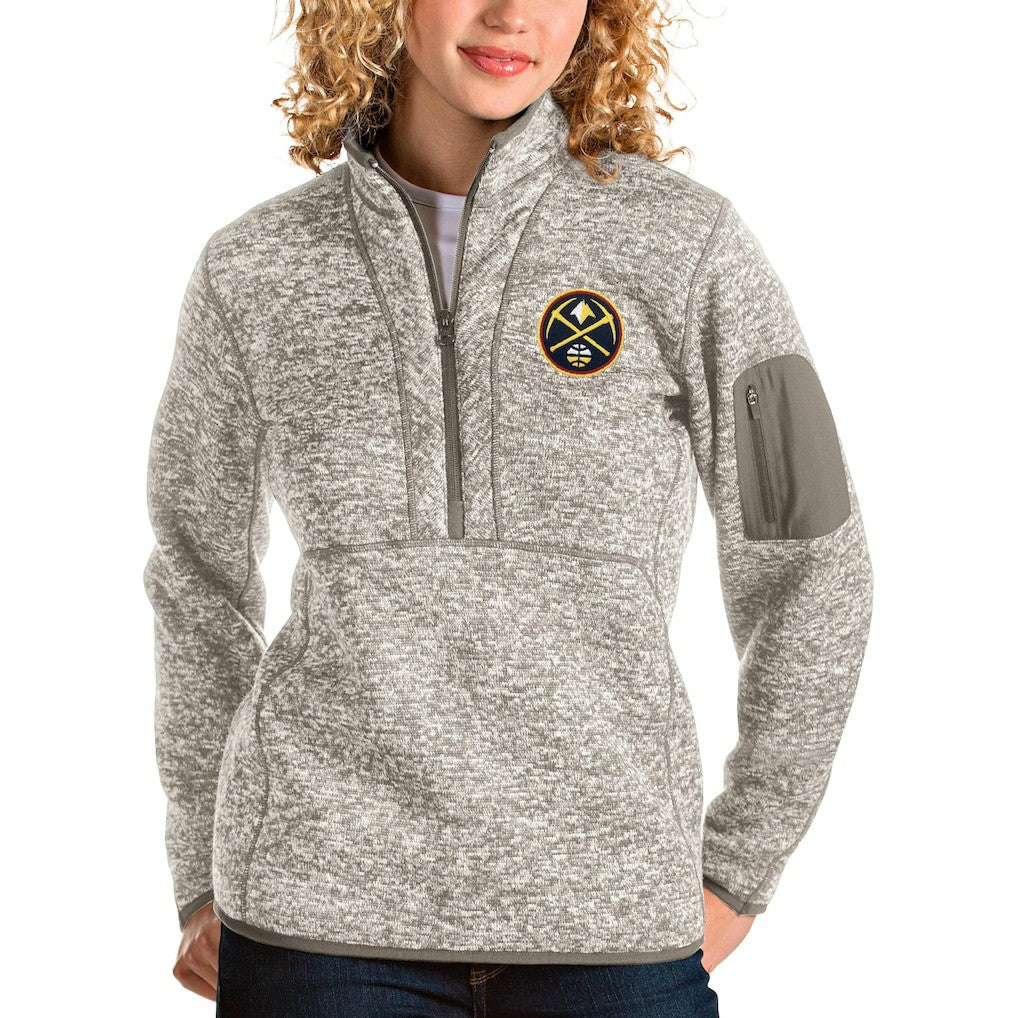 NBA - Denver Nuggets Antigua Women's Fortune Quarter-Zip Pullover Jacket - Natural