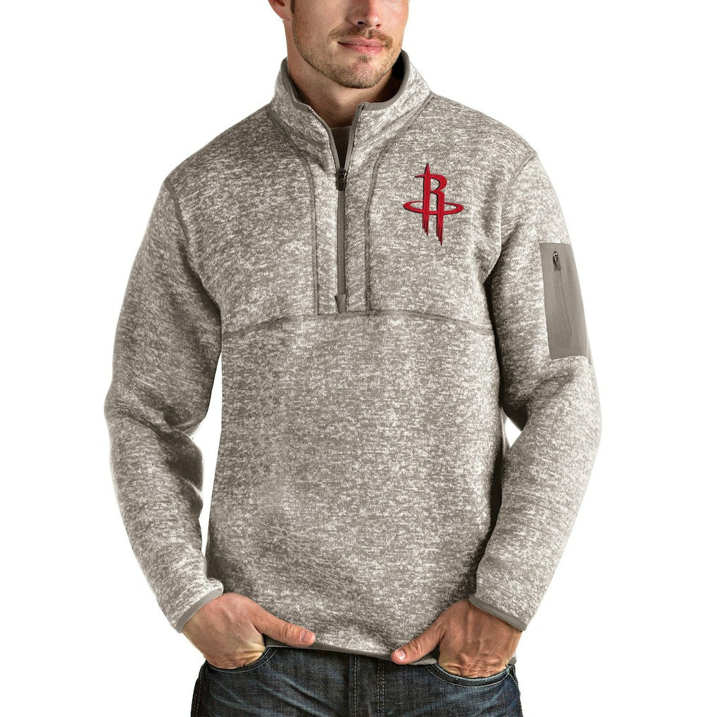 NBA - Houston Rockets Antigua Fortune Quarter-Zip Pullover Jacket - Natural