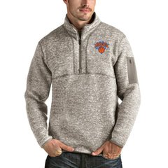 NBA - New York Knicks Antigua Fortune Quarter-Zip Pullover Jacket - Natural