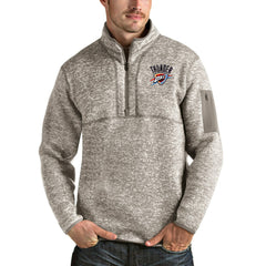 NBA - Oklahoma City Thunder Antigua Fortune Quarter-Zip Pullover Jacket - Natural