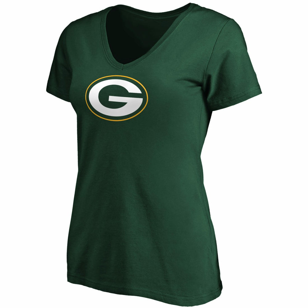 Green Bay Packers Women's Primary Logo V-Neck T-Shirt Green - Fanatics