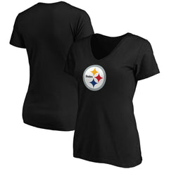 Pittsburgh Steelers Women's Primary Logo V-Neck T-Shirt Black - Fanatics