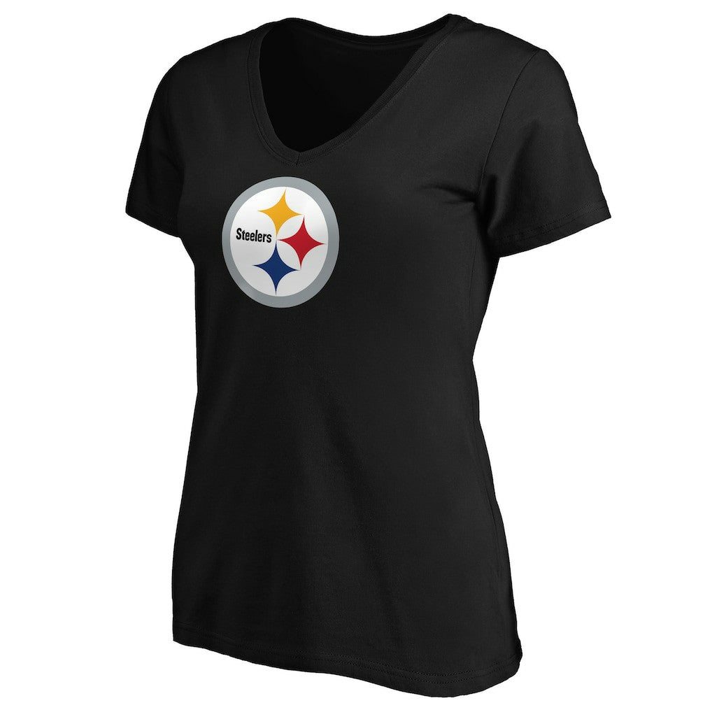 Pittsburgh Steelers Women's Primary Logo V-Neck T-Shirt Black - Fanatics