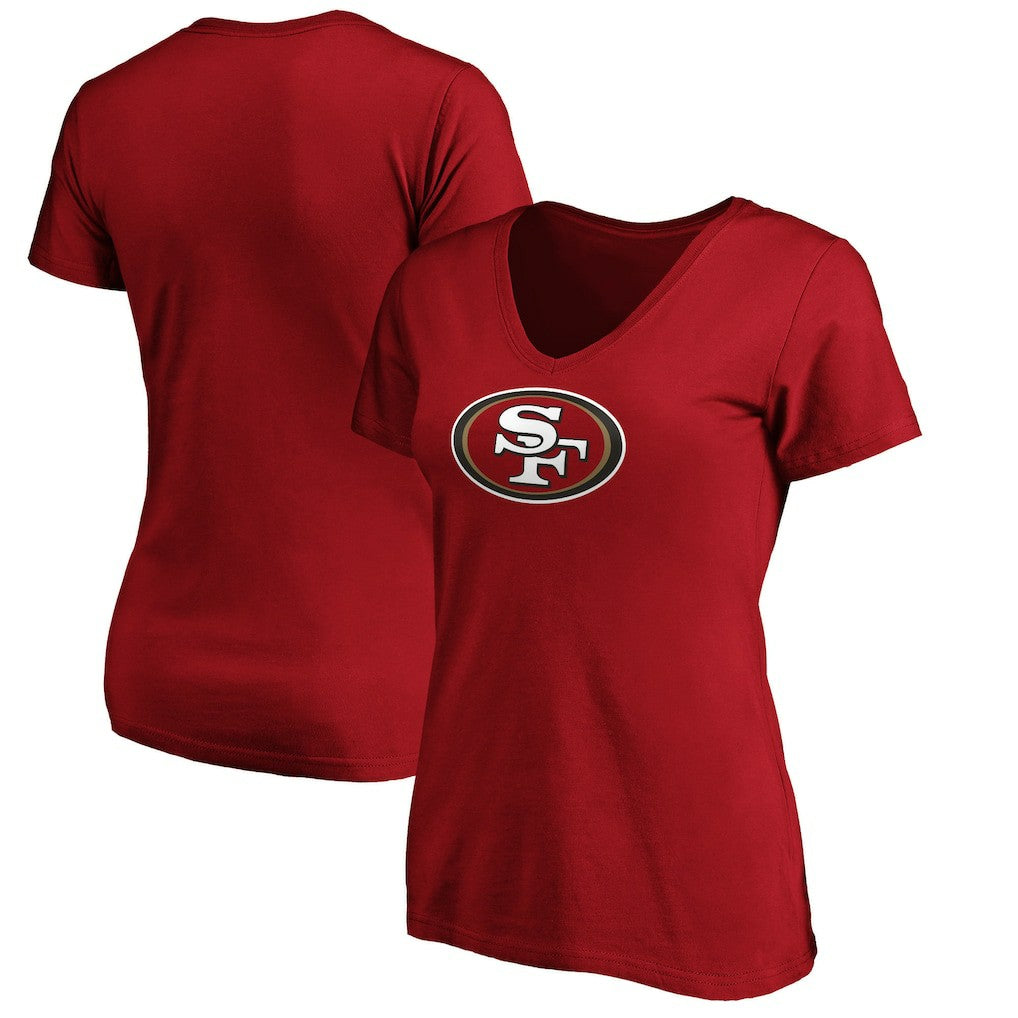 San Francisco 49ers Women's Primary Logo V-Neck T-Shirt Scarlet - Fanatics