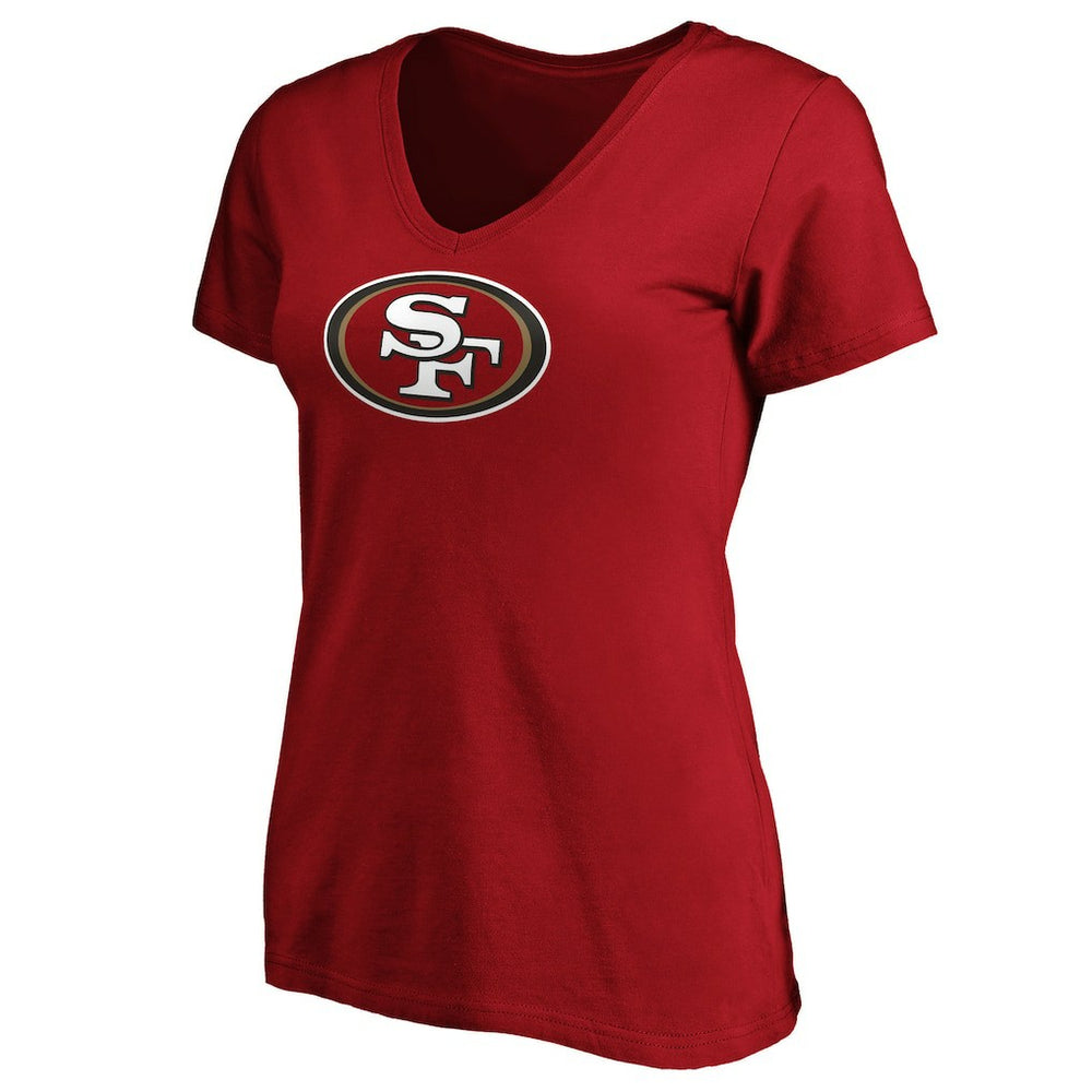 San Francisco 49ers Women's Primary Logo V-Neck T-Shirt Scarlet - Fanatics