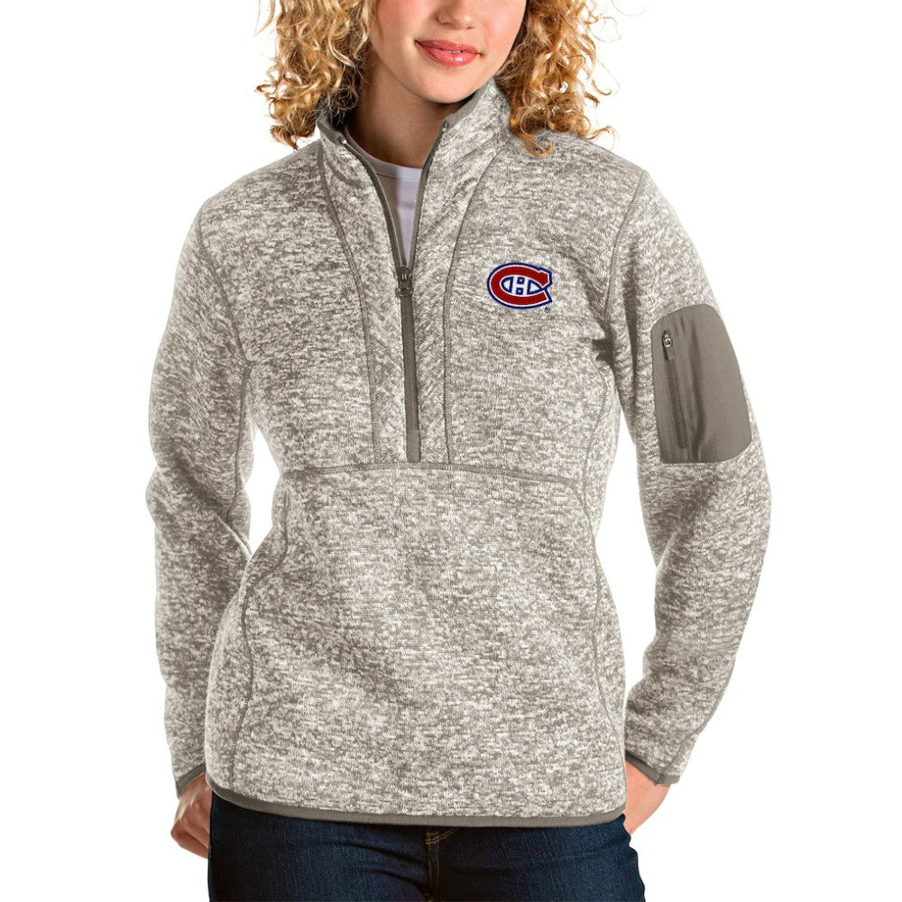 Montreal Canadiens - Antigua Women's Fortune Half-Zip Sweatshirt Oatmeal
