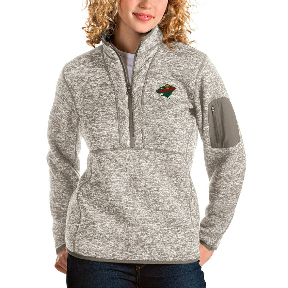 Minnesota Wild - Antigua Women's Fortune Half-Zip Sweatshirt Oatmeal